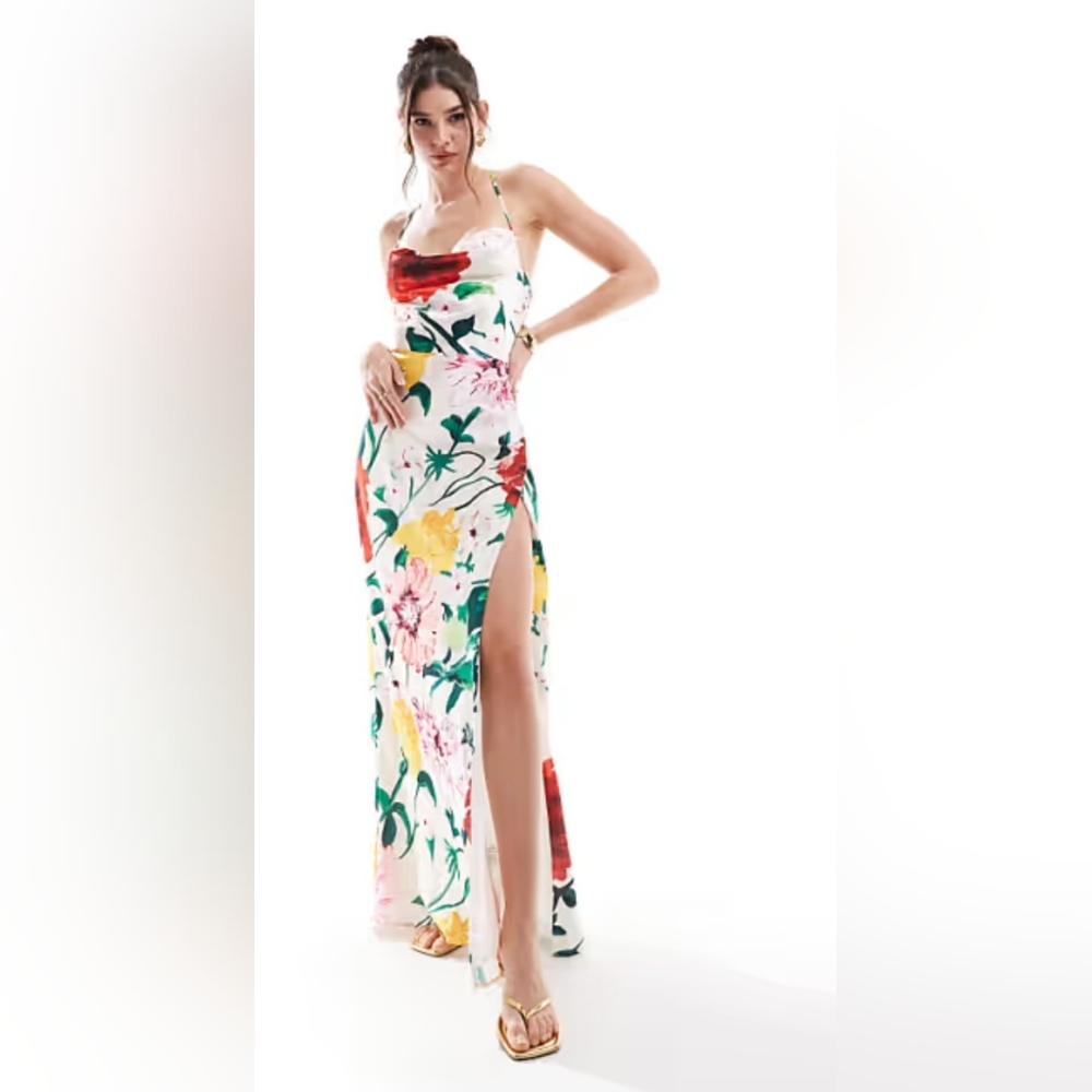 Strapless Floral Print Dress